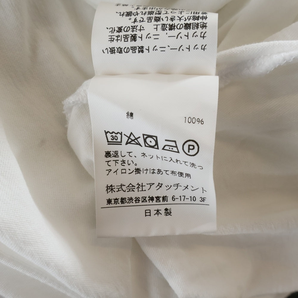 KAZUYUKI KUMAGAI ATTACHMENT(カズユキクマガイ アタッチメント) フレスカ 天竺 クルーネックドルマン S/S 半袖Tシャツ カットソー ホワイト KJ01-011