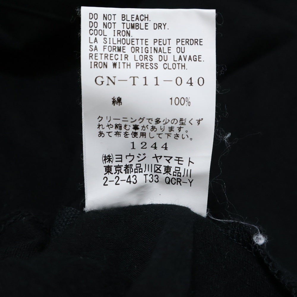 Ground Y(グラウンドワイ) 20SS クルーネック 半袖Tシャツカットソー ブラック GN-T11-040