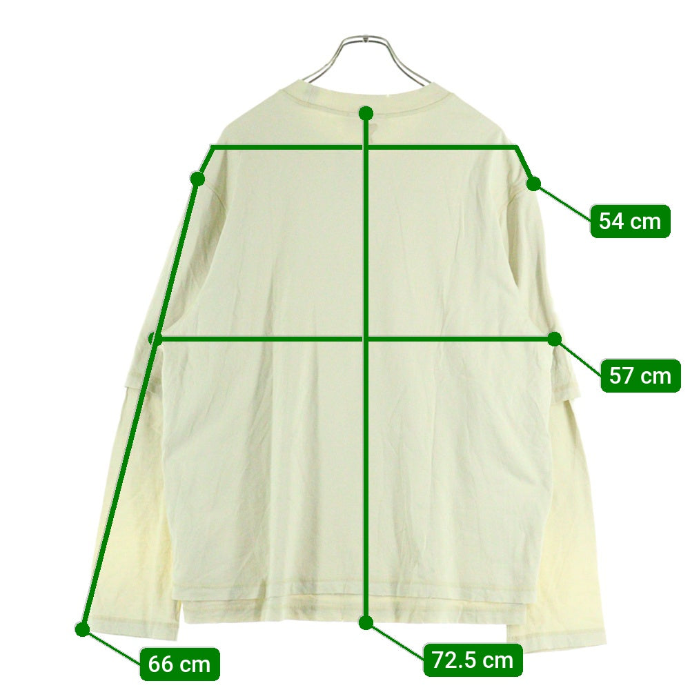 AMI Alexandre Mattiussi(アミアレクサンドルマテュッシ) レイヤード クルーネック ロングスリーブ 長袖Tシャツカットソー ベージュ UTS216.JE0051