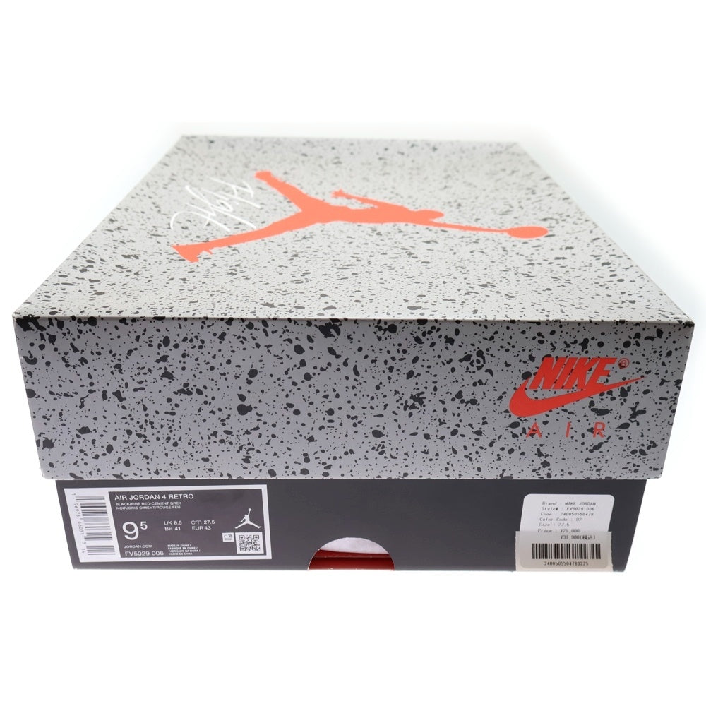 NIKE(ナイキ) AIR JORDAN 4 RETRO BRED REIMAGINED エアジョーダン レトロ ブレッドリイマジンド ハイカットスニーカー ブラック/レッド US9.5/27.5cm FV5029-006