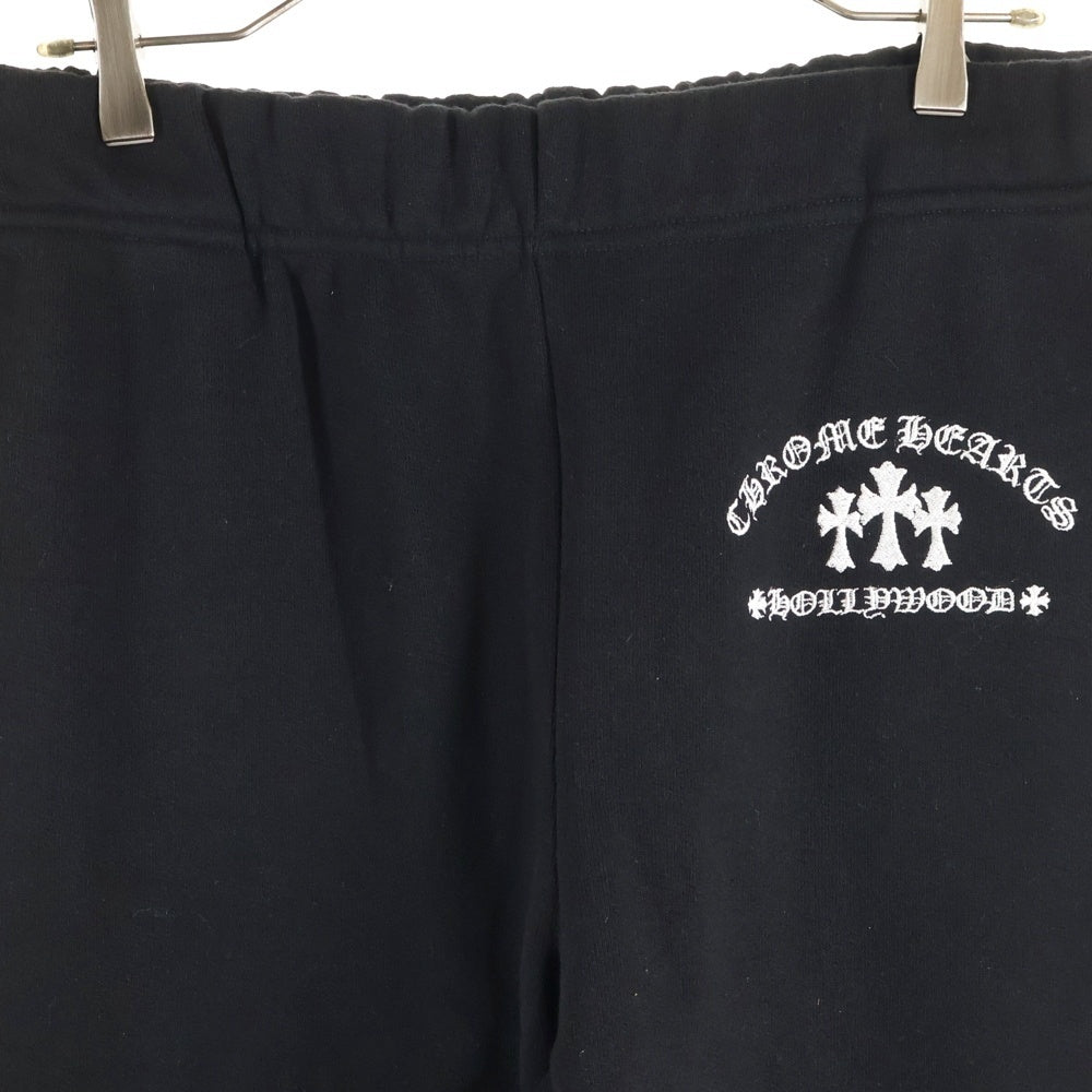 CHROME HEARTS(クロムハーツ) SAILIN Y NOT Cemetery Cross Sweat Pants ワイノットセメタリークロス刺繍 スウェットパンツ ブラック
