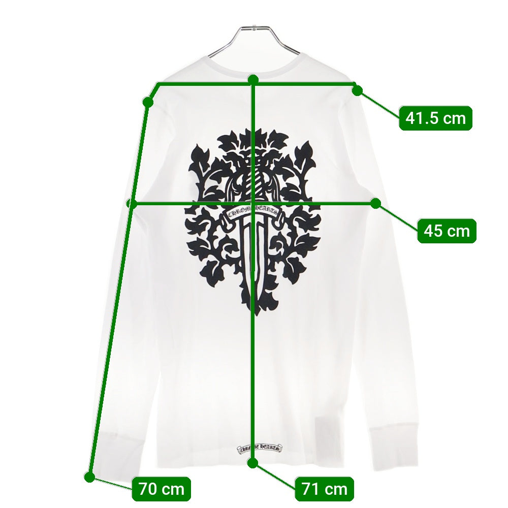 CHROME HEARTS(クロムハーツ) THERMAL L/S VINE DAGGER ヴァインダガー バックプリント サーマル 長袖Tシャツ カットソー ホワイト
