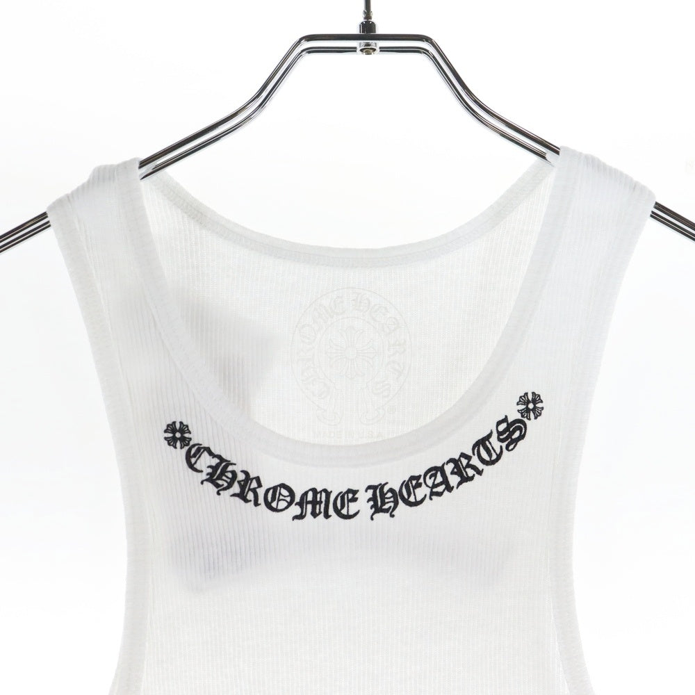 CHROME HEARTS(クロムハーツ) Neck Logo Back Scroll Tank Top ネックロゴ バックスクロール プリント タンクトップ ノースリーブカットソー ホワイト