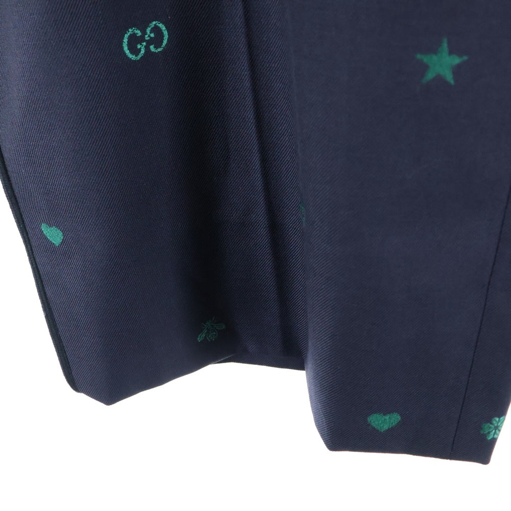 GUCCI(グッチ) 総柄 ウール トラウザーズ スラックス ロングパンツ ネイビー 581689 ZABJZ