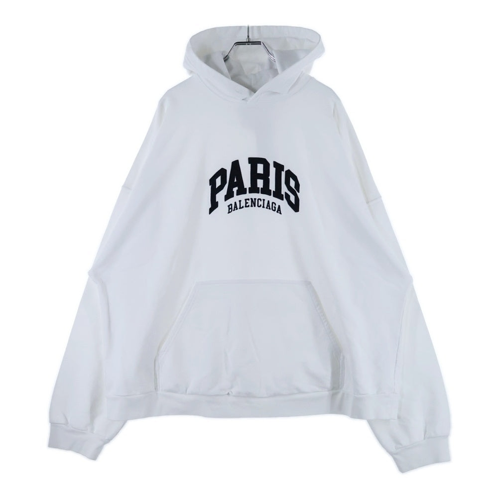 BALENCIAGA(バレンシアガ) 22SS PARIS刺繍 スウェット プルオーバー パーカー ホワイト 674986