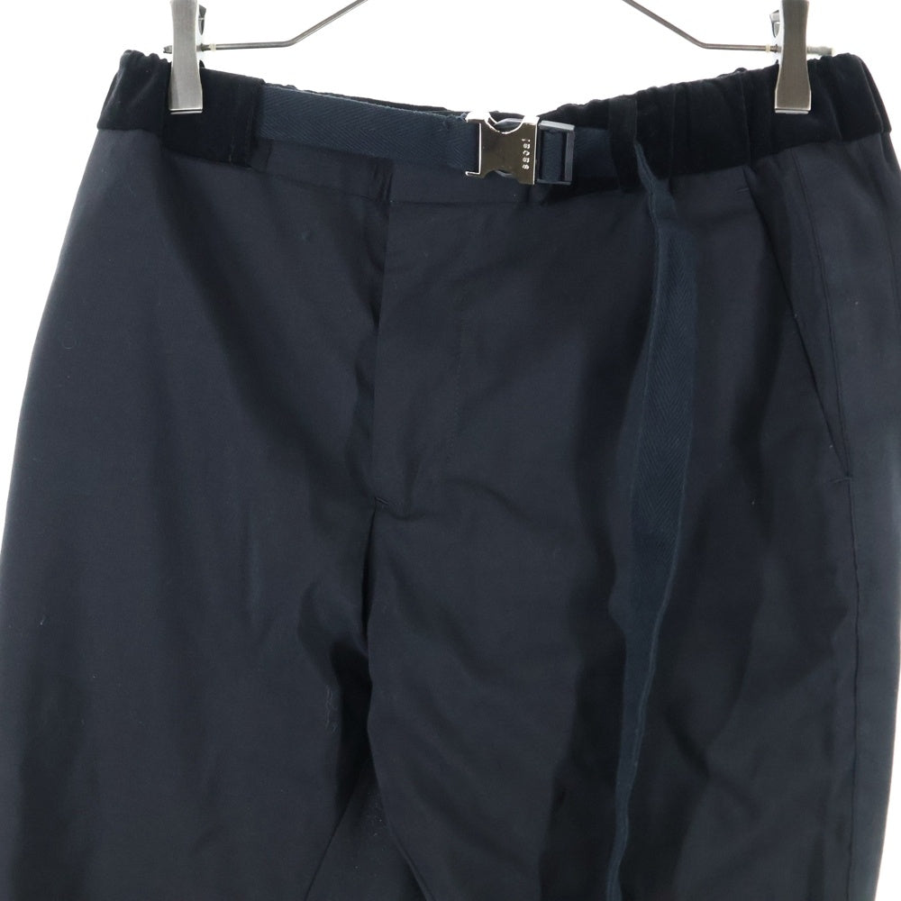 Sacai(サカイ) Suiting Pants ベロア切替 アジャスターベルト テーパードパンツ ブラック 21-02557M