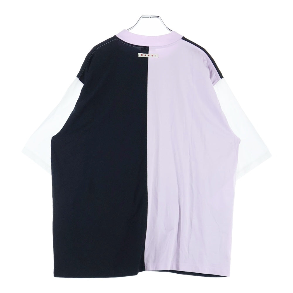MARNI(マルニ) スリーブシャツ切替 クルーネック半袖Tシャツ カットソー HUMU0223QS