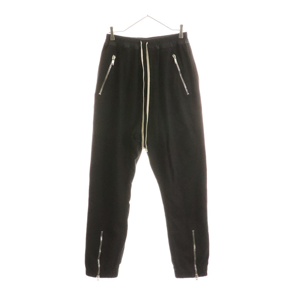 Rick Owens(リックオウエンス) TECUATL TRACK PANT リブジップ ドローコード スウェット ジョガーパンツ ブラック RU02D6370-BA