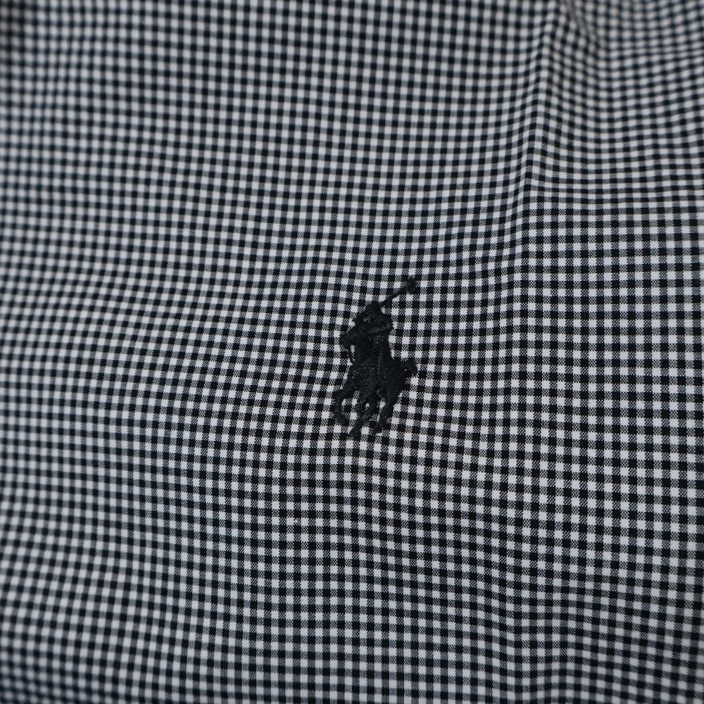 POLO RALPH LAUREN(ポロラルフローレン) カスタムフィット ロゴ刺繍 ギンガムチェック レギュラーカラー 長袖シャツ ブラック/ホワイト