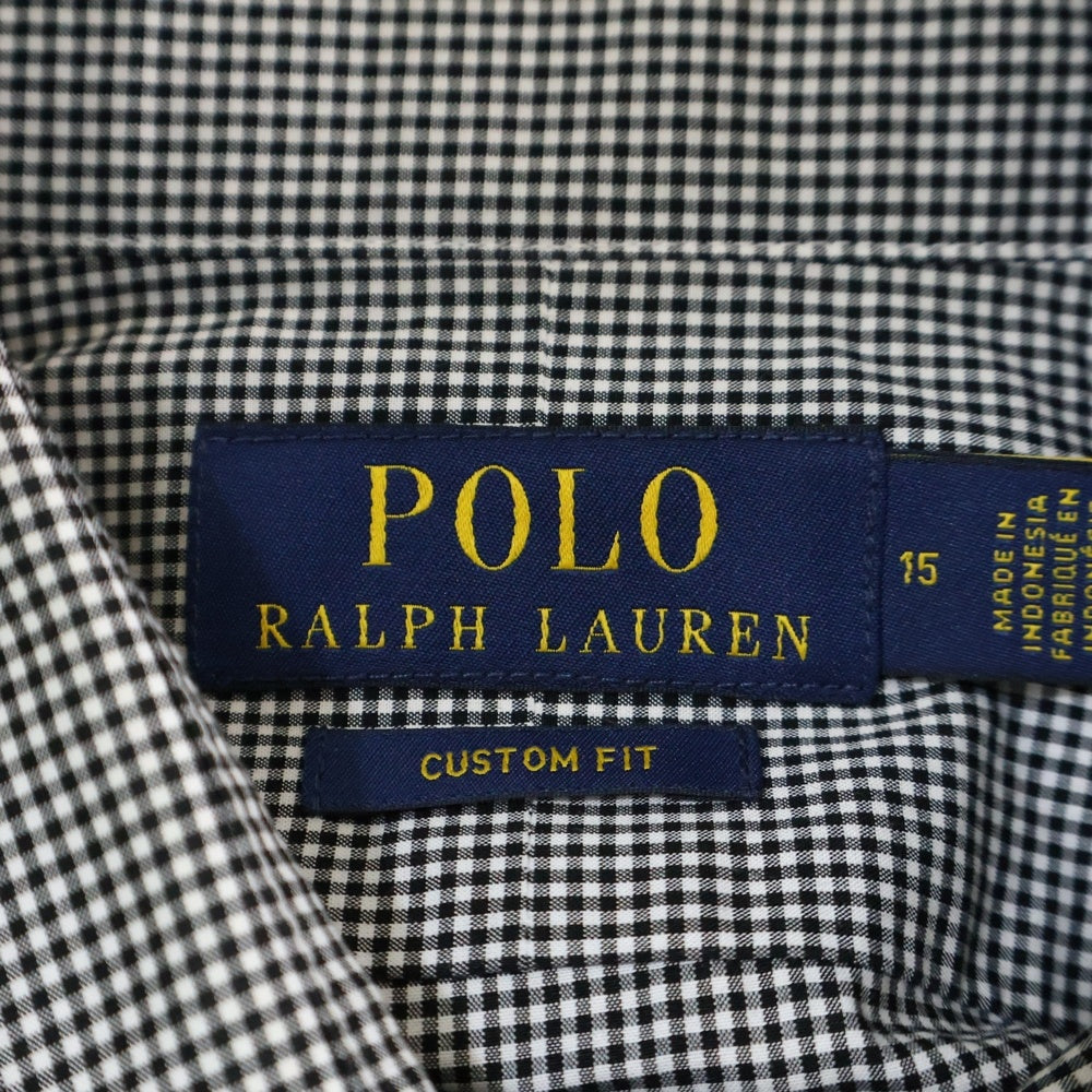 POLO RALPH LAUREN(ポロラルフローレン) カスタムフィット ロゴ刺繍 ギンガムチェック レギュラーカラー 長袖シャツ ブラック/ホワイト
