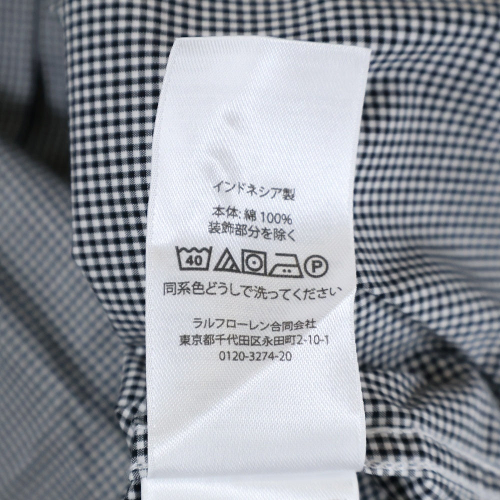 POLO RALPH LAUREN(ポロラルフローレン) カスタムフィット ロゴ刺繍 ギンガムチェック レギュラーカラー 長袖シャツ ブラック/ホワイト