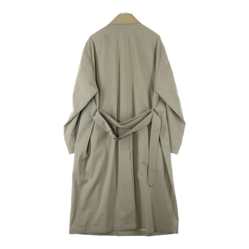 AURALEE(オーラリー) 25SS LIGHT WOOL MAX GABARDINE CHAMBRAY SOUTEIN COLLAR COAT ライト ウール マックス ギャバジン シャンブレー レザー ステンカラーコート ベージュ A25SC01MC
