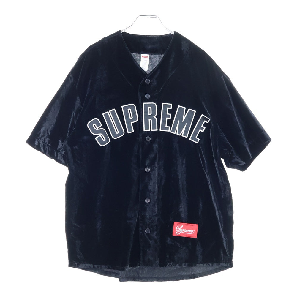 SUPREME(シュプリーム) 25SS Velvet Baseball Jersey ベロアベースボール半袖シャツ ブラック