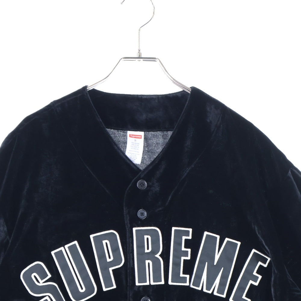 SUPREME(シュプリーム) 25SS Velvet Baseball Jersey ベロアベースボール半袖シャツ ブラック