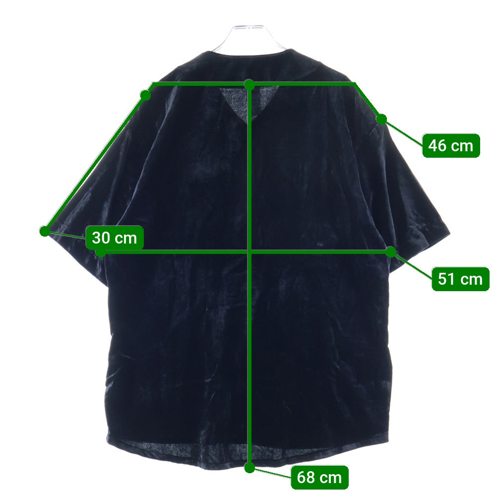 SUPREME(シュプリーム) 25SS Velvet Baseball Jersey ベロアベースボール半袖シャツ ブラック