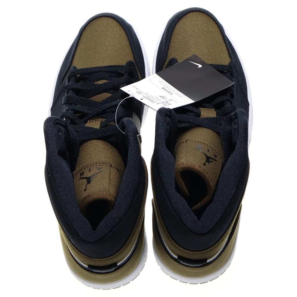 NIKE(ナイキ) WMNS AIR JORDAN 1 MID SE OLIVE TOE ウィメンズ エアジョーダン 1 オリーブトゥ ミッドカットスニーカー ブラック/ホワイト/オリーブ US11.5/28.5cm DV0427-301