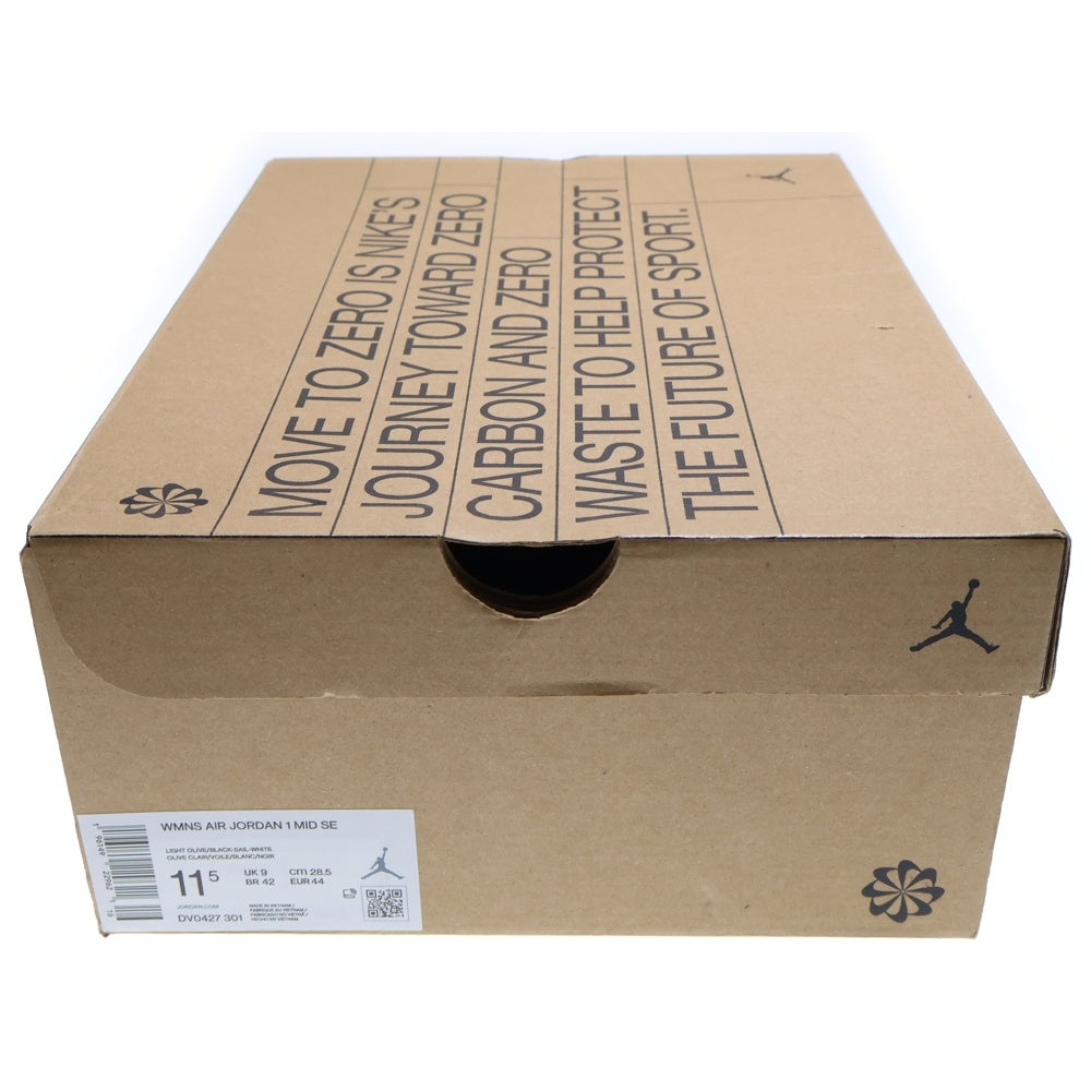 NIKE(ナイキ) WMNS AIR JORDAN 1 MID SE OLIVE TOE ウィメンズ エアジョーダン 1 オリーブトゥ ミッドカットスニーカー ブラック/ホワイト/オリーブ US11.5/28.5cm DV0427-301