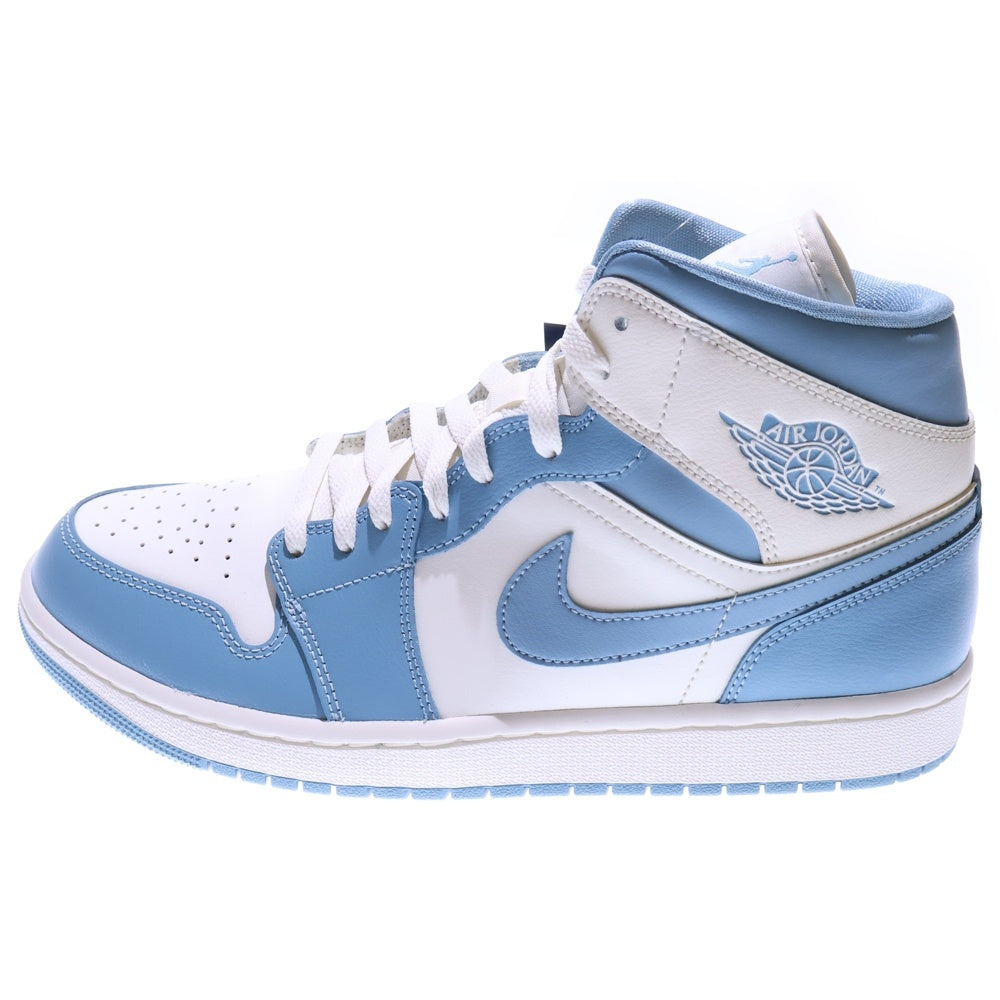 NIKE(ナイキ) WMNS AIR JORDAN 1 MID UNIVERSITY BLUE ウィメンズ エアジョーダン1 ユニバーシティブルー ミッドカットスニーカー ホワイト/ブルー US12/29cm BQ6472-141