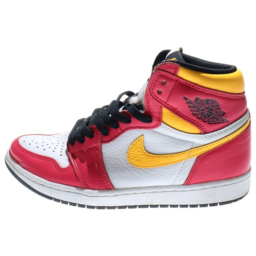 NIKE(ナイキ) AIR JORDAN 1 RETRO HIGH OG LIGHT FUSION RED エアジョーダン1 ライトフュージョン ハイカットスニーカー ピンク/イエロー US9/27cm 555088-603