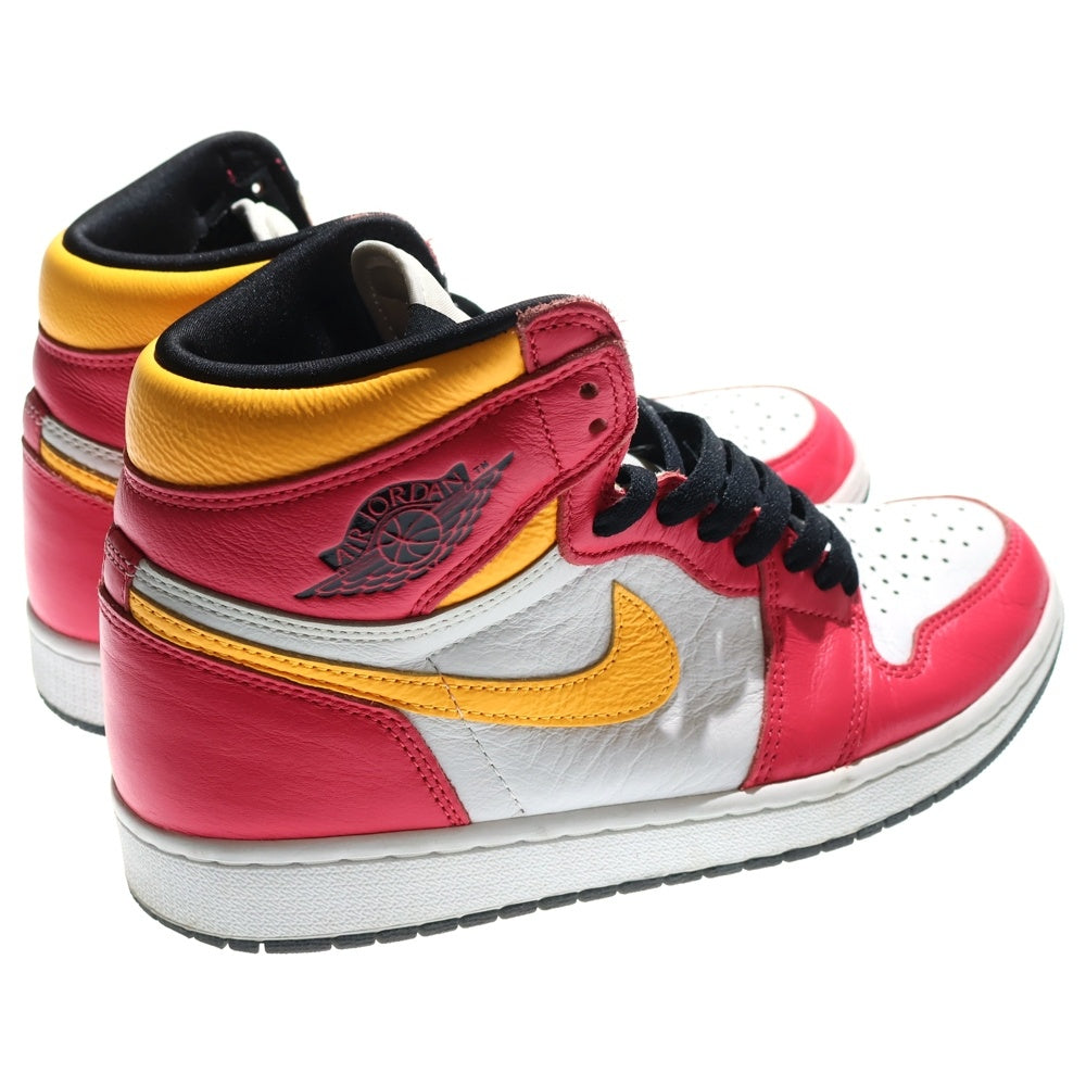 NIKE(ナイキ) AIR JORDAN 1 RETRO HIGH OG LIGHT FUSION RED エアジョーダン1 ライトフュージョン ハイカットスニーカー ピンク/イエロー US9/27cm 555088-603