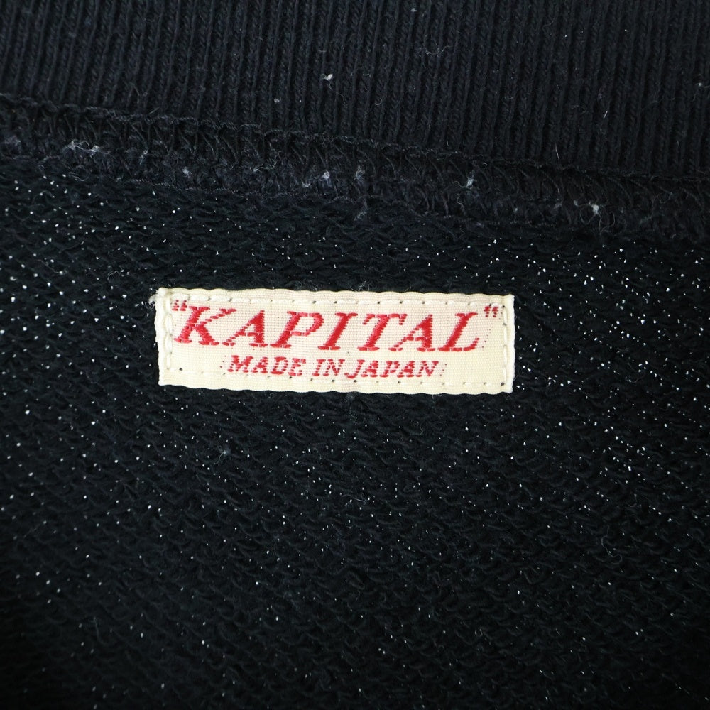 KAPITAL(キャピタル) エルボースマイルパッチ コットンスウェットトレーナー ブラック EK-1426
