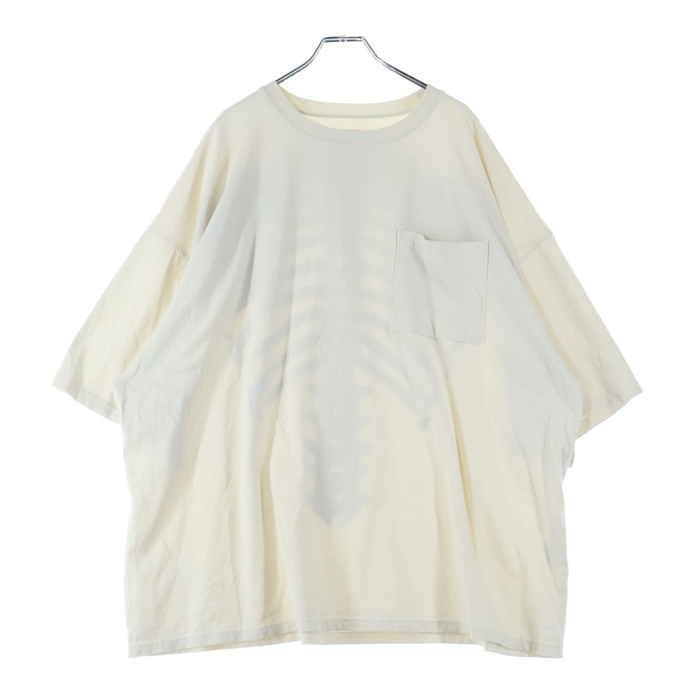 KAPITAL(キャピタル) 天竺 2TONE BIGポケT ボーンプリント 半袖Tシャツ ホワイト