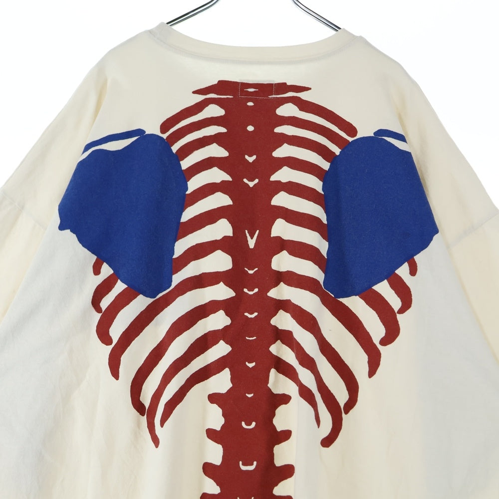 KAPITAL(キャピタル) 天竺 2TONE BIGポケT ボーンプリント 半袖Tシャツ ホワイト