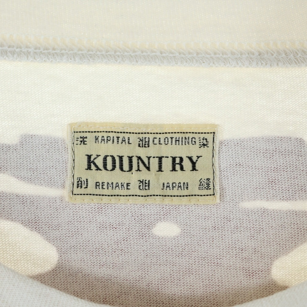 KAPITAL(キャピタル) 天竺 2TONE BIGポケT ボーンプリント 半袖Tシャツ ホワイト