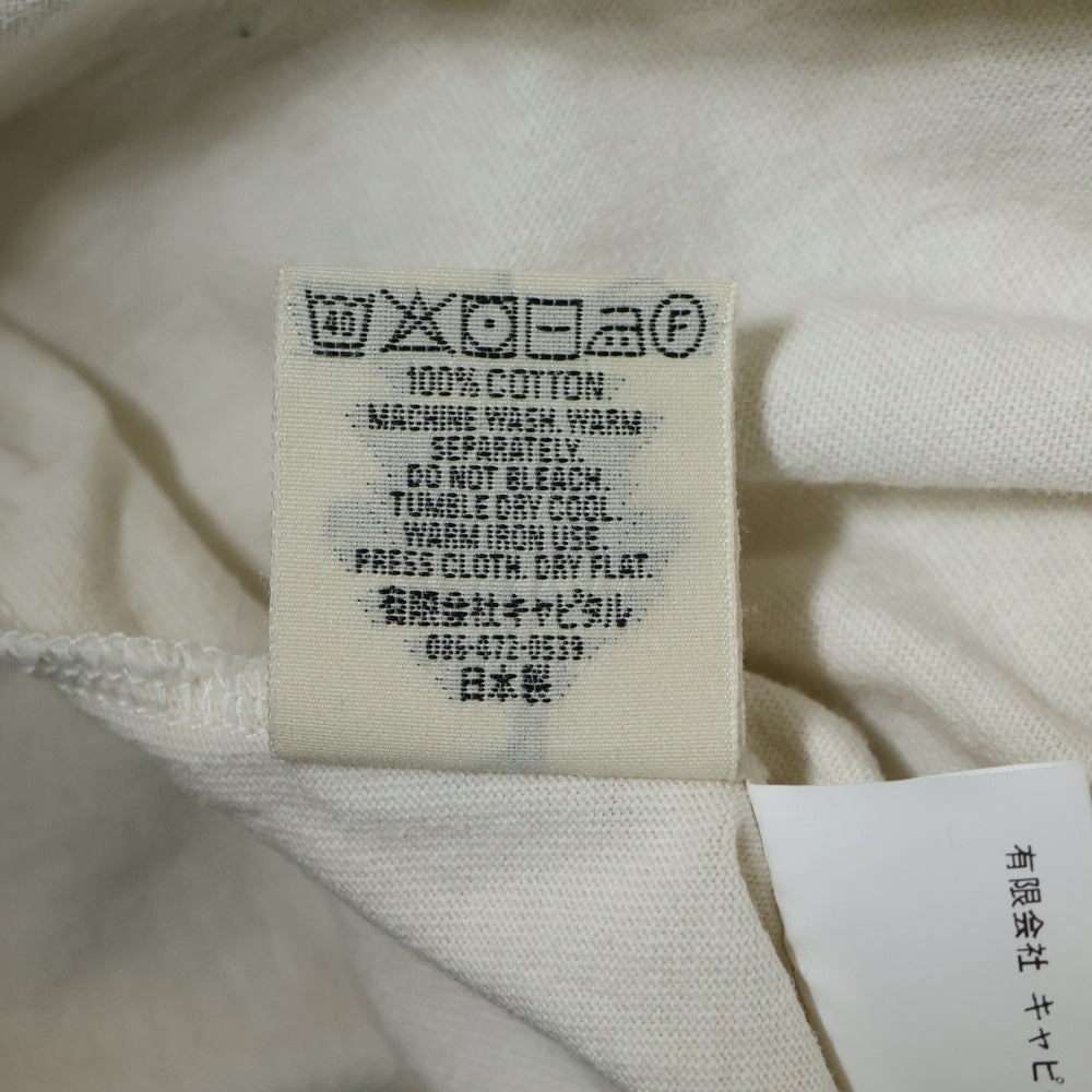 KAPITAL(キャピタル) 天竺 2TONE BIGポケT ボーンプリント 半袖Tシャツ ホワイト