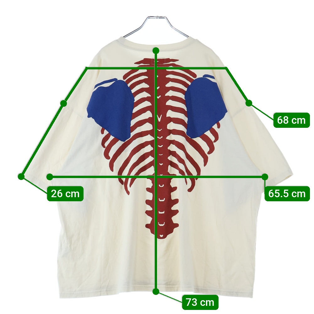 KAPITAL(キャピタル) 天竺 2TONE BIGポケT ボーンプリント 半袖Tシャツ ホワイト