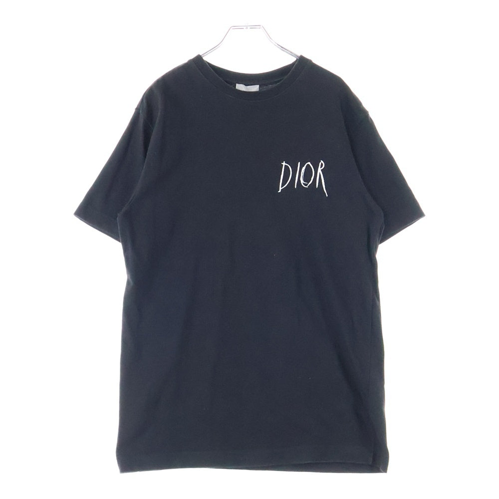 DIOR(ディオール) 19AW× Raymond Pettibon ロゴ刺繍 クルーネック 半袖Tシャツ カットソー ブラック 943J602E0554