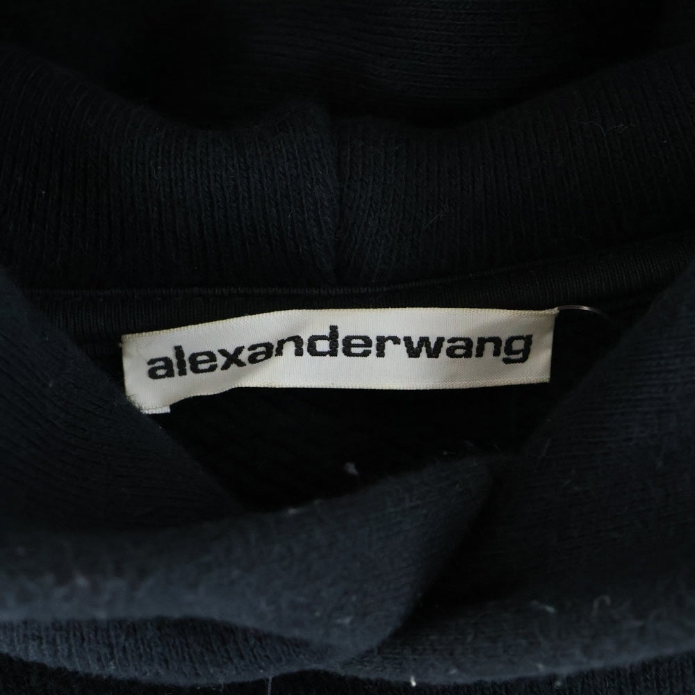 ALEXANDER WANG(アレキサンダーワン) ロゴプリント コットンプルオーバーパーカー ブラック