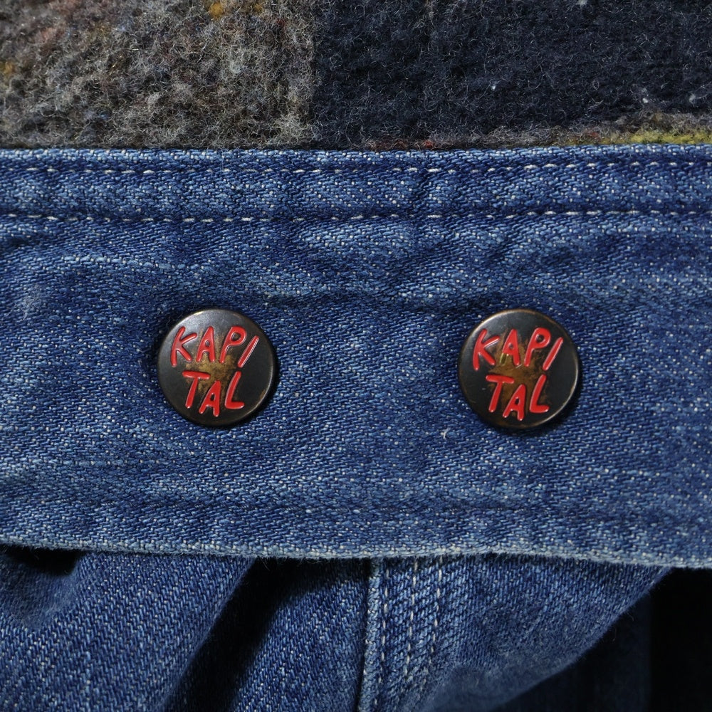 KAPITAL(キャピタル) 22SS 11.5Oz Denim BONE Lining Reversible ZIP UP Work JKT リバーシブル デニムジャケット ボーン インディゴ K2210LJ053