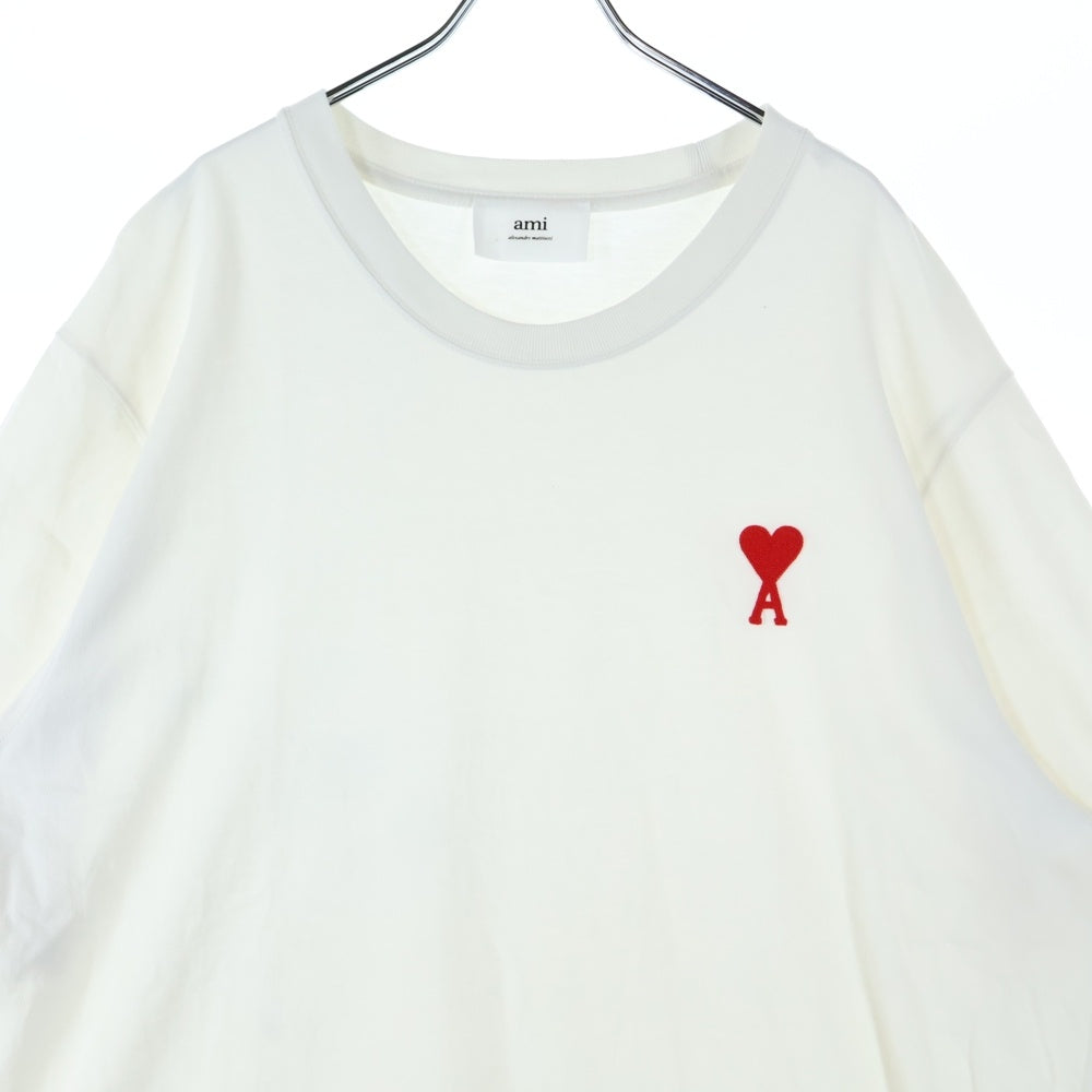 AMI Alexandre Mattiussi(アミアレクサンドルマテュッシ) ハートロゴ クルーネック半袖Tシャツ カットソー ホワイト UTS004.726