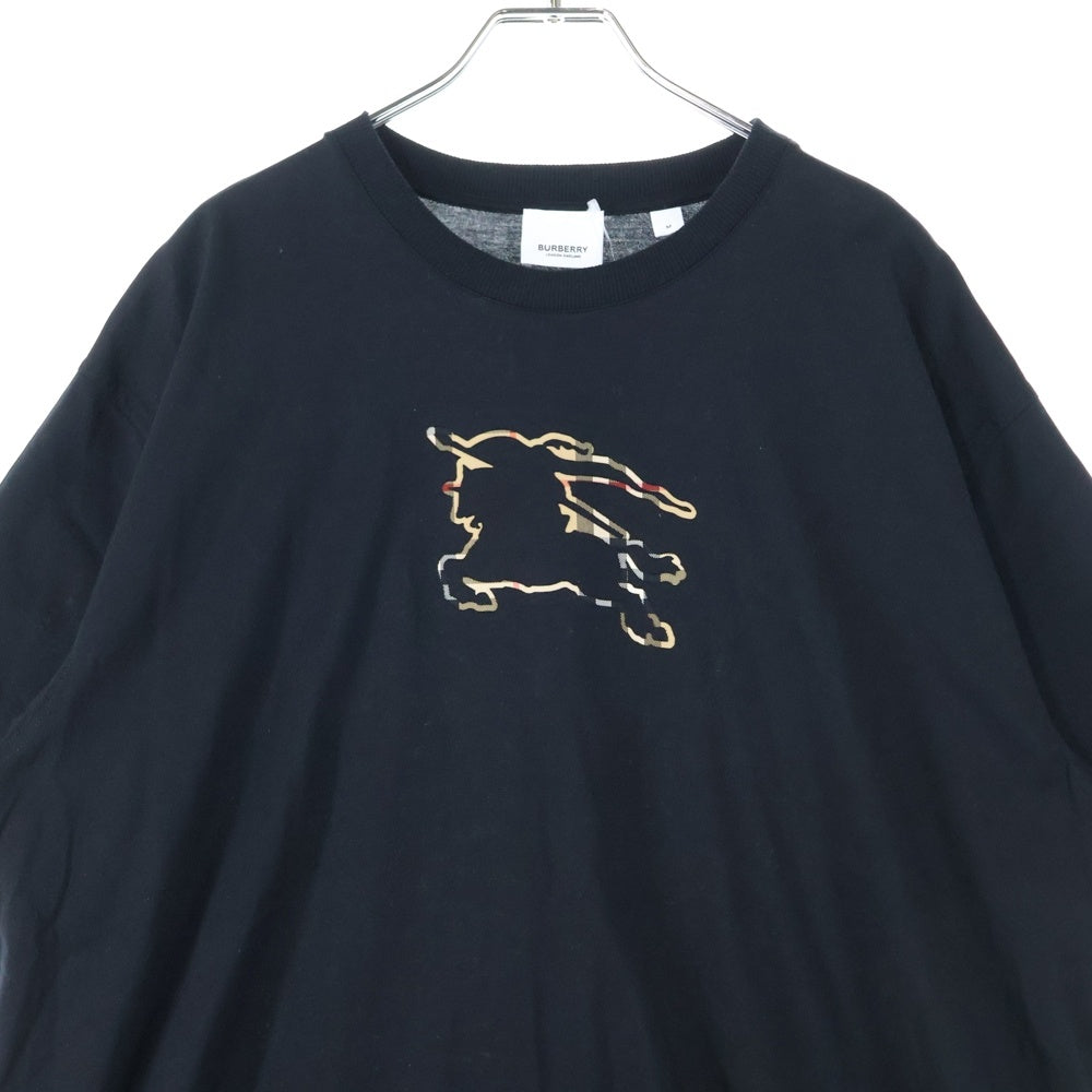 BURBERRY(バーバリー) 23AW EKD INLAY T-SHIRT フロントチェックロゴ クルーネック半袖Tシャツ カットソー ブラック 8070681