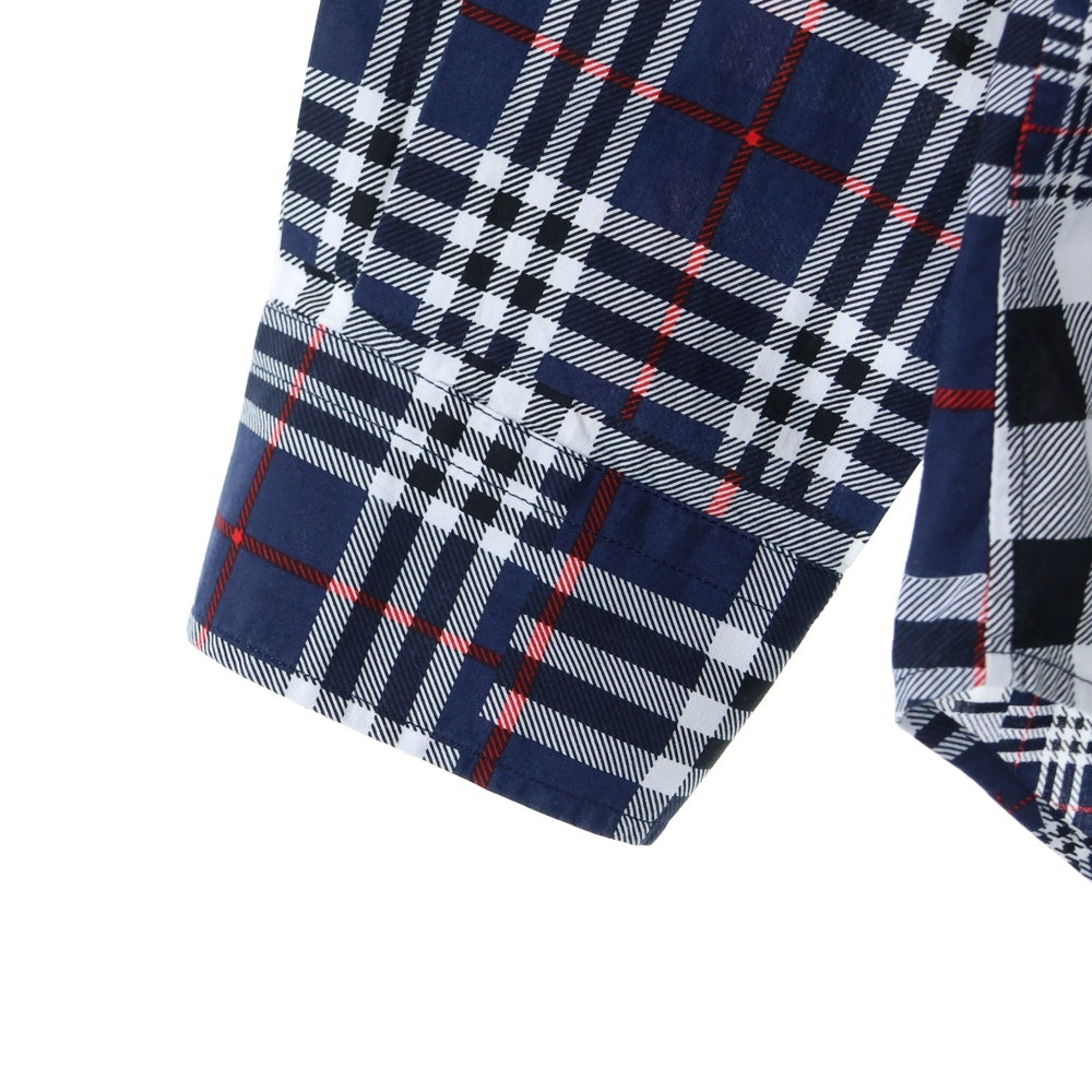 BURBERRY(バーバリー) ランダムチェック フロントポケット レギュラーカラーシ長袖シャツ ネイビー 8018570