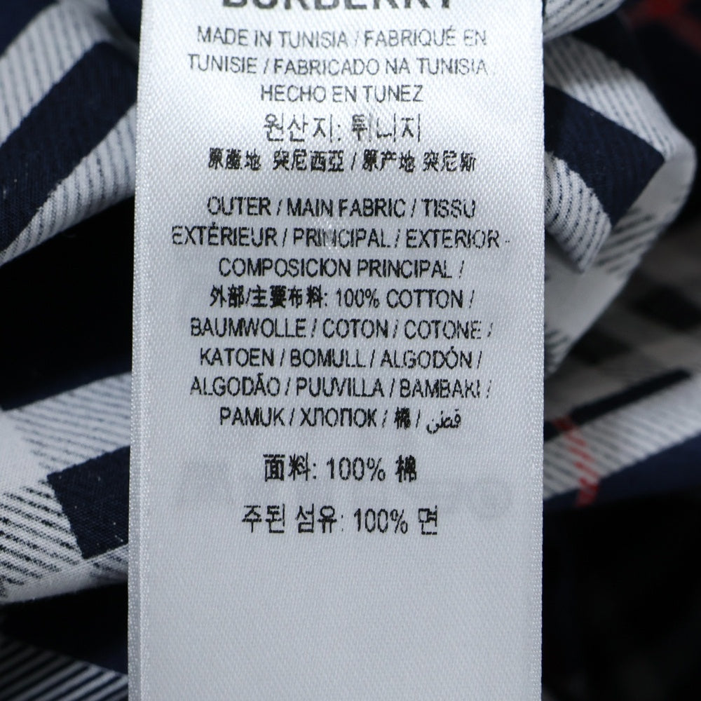 BURBERRY(バーバリー) ランダムチェック フロントポケット レギュラーカラーシ長袖シャツ ネイビー 8018570