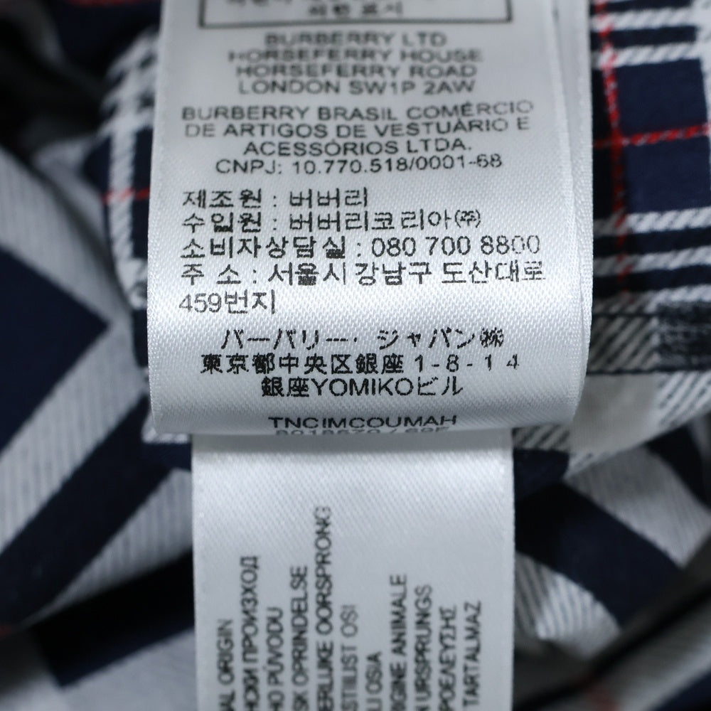 BURBERRY(バーバリー) ランダムチェック フロントポケット レギュラーカラーシ長袖シャツ ネイビー 8018570