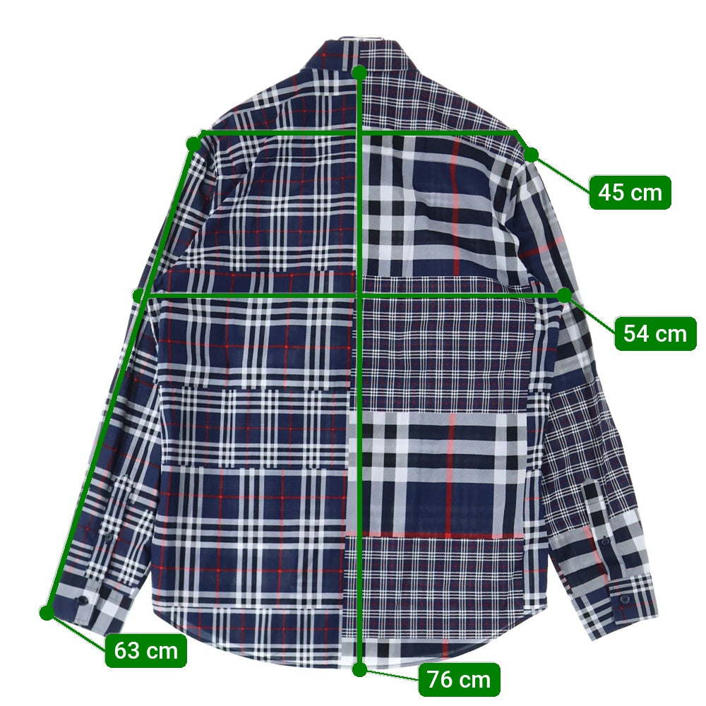 BURBERRY(バーバリー) ランダムチェック フロントポケット レギュラーカラーシ長袖シャツ ネイビー 8018570