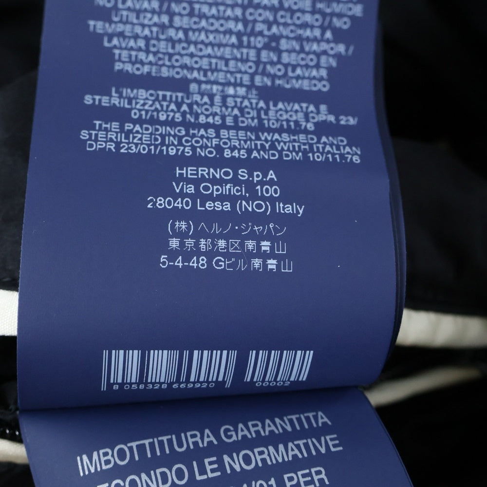 HERNO(ヘルノ) フロントジップボタン ナイロン ダウンジャケット ブラック PI007ULE-19288-9300