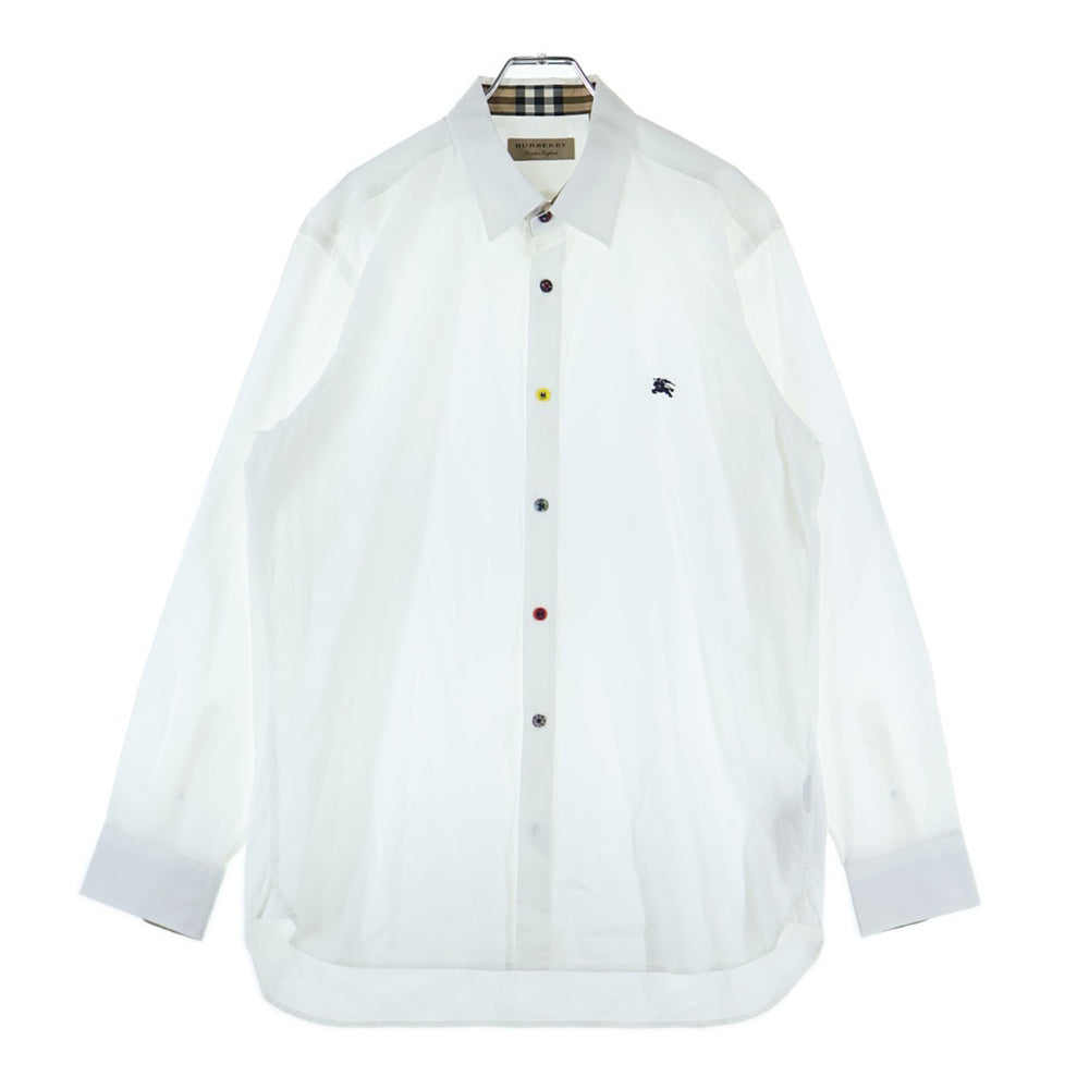 BURBERRY(バーバリー) ネックノバチェック マルチボタン レギュラーカラー長袖シャツ ホワイト 8003081