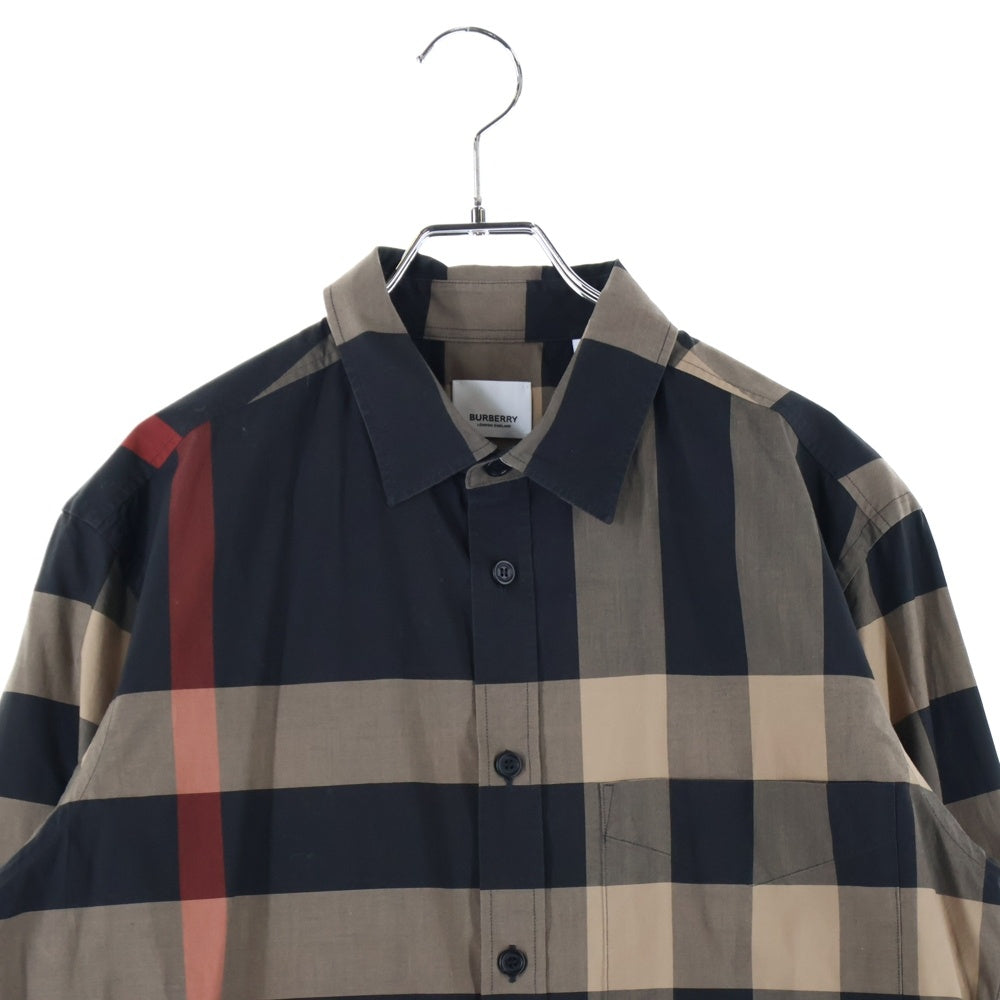 BURBERRY(バーバリー) チェック フロントポケット レギュラーカラー 長袖シャツ ブラウン/ブラック 8018110