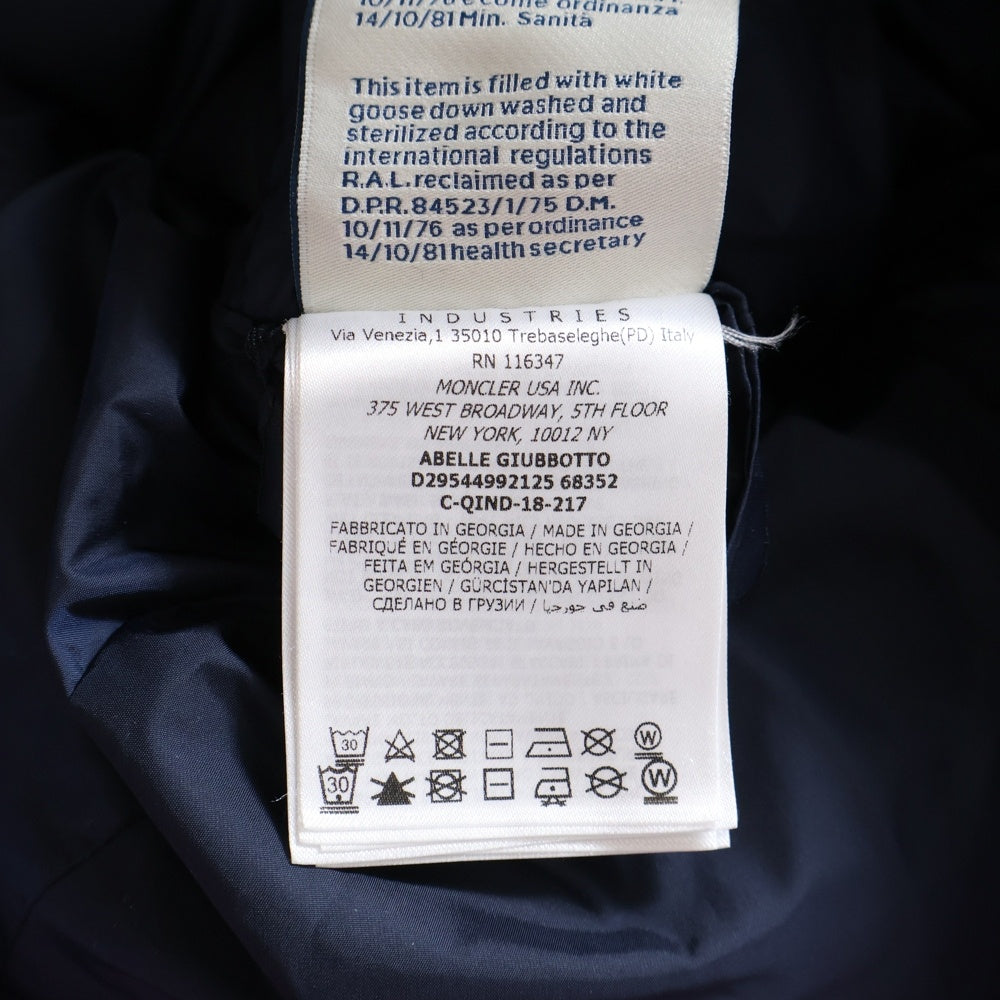 MONCLER(モンクレール) ABELLE ジップアップ ナイロン ダウンジャケット コート ネイビー キッズ D29544992125 68352