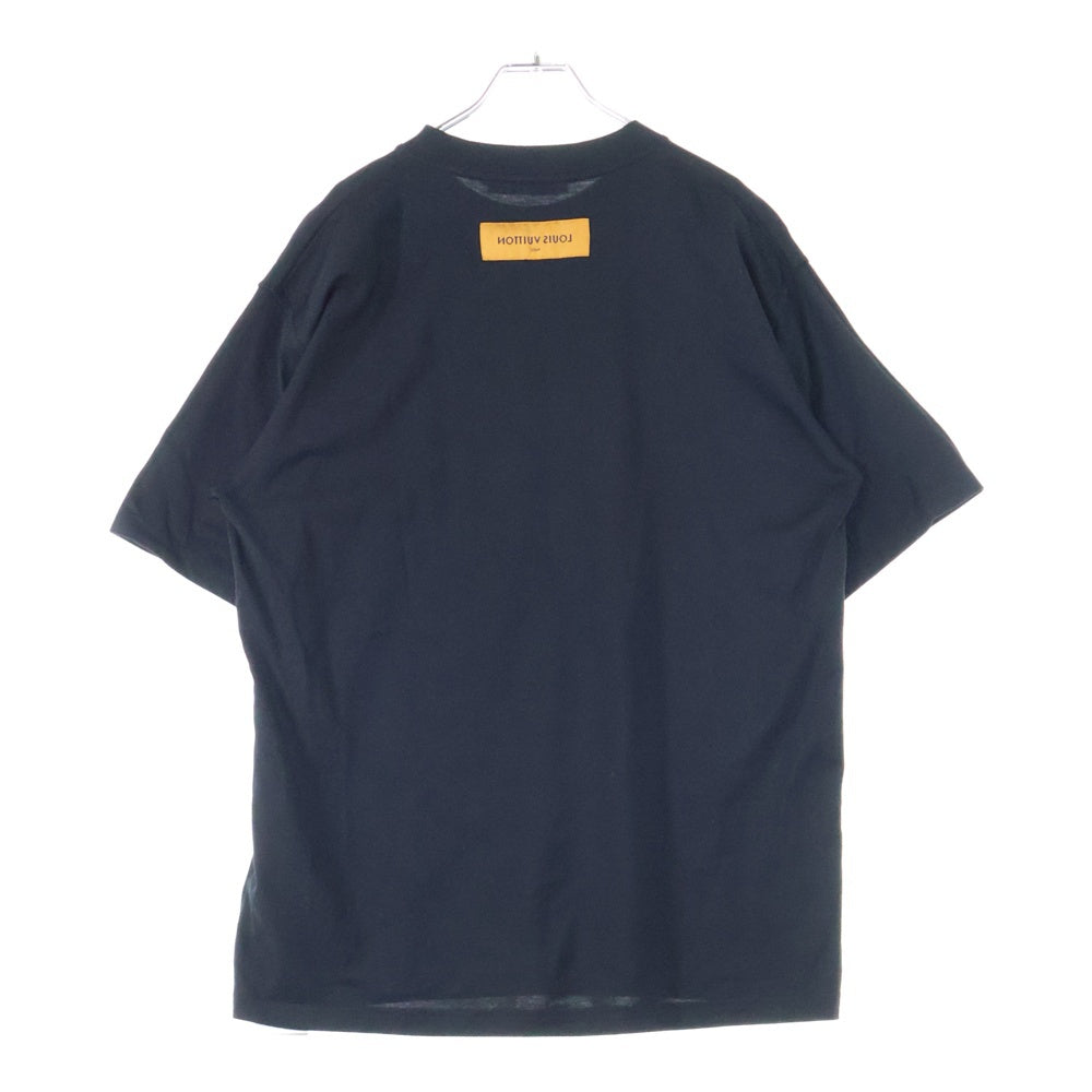 LOUIS VUITTON(ルイヴィトン) LVステッチプリント リバースロゴパッチ クルーネック半袖Tシャツ カットソー ブラック RM202M NPG HJY03W