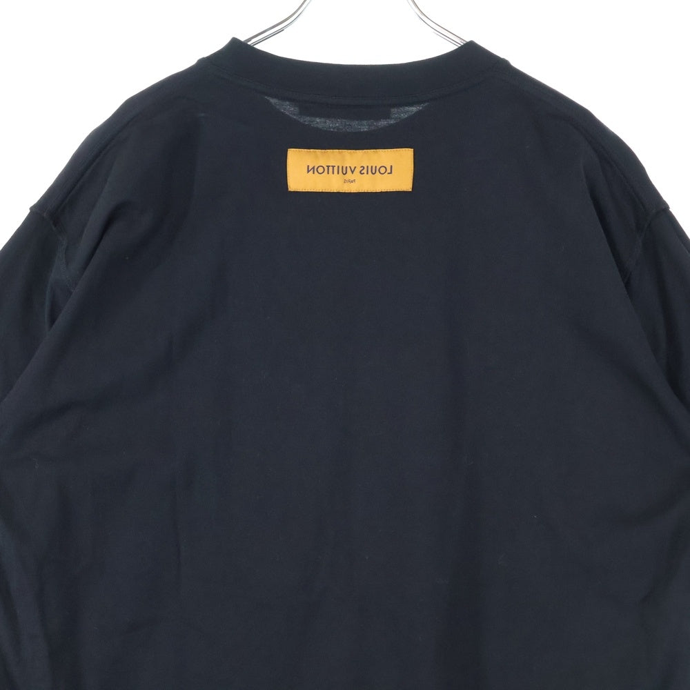 LOUIS VUITTON(ルイヴィトン) LVステッチプリント リバースロゴパッチ クルーネック半袖Tシャツ カットソー ブラック RM202M NPG HJY03W