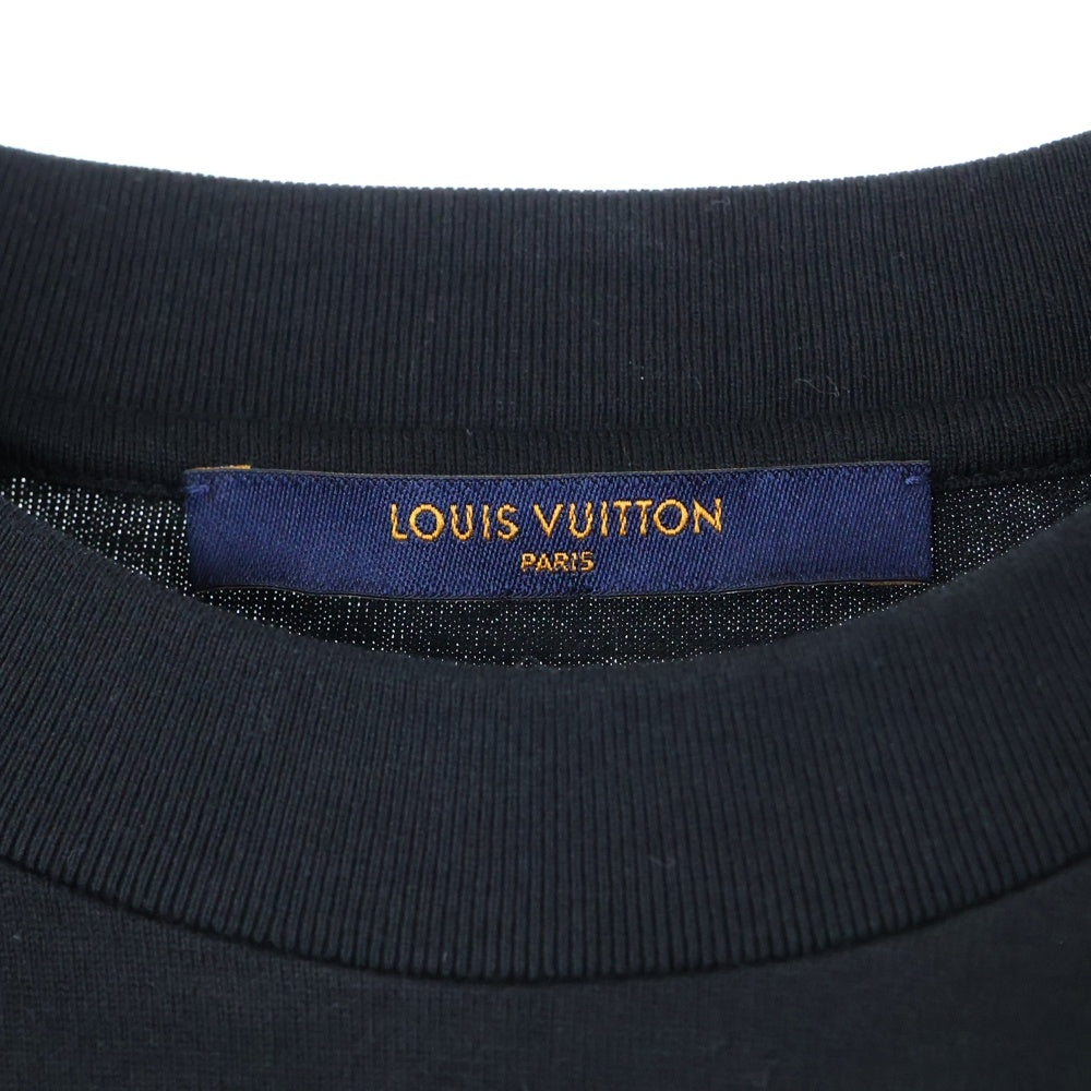LOUIS VUITTON(ルイヴィトン) LVステッチプリント リバースロゴパッチ クルーネック半袖Tシャツ カットソー ブラック RM202M NPG HJY03W