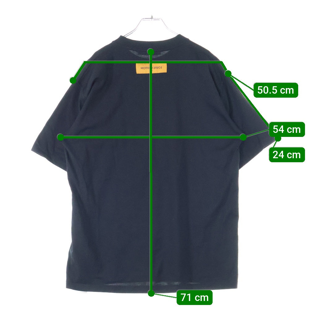 LOUIS VUITTON(ルイヴィトン) LVステッチプリント リバースロゴパッチ クルーネック半袖Tシャツ カットソー ブラック RM202M NPG HJY03W