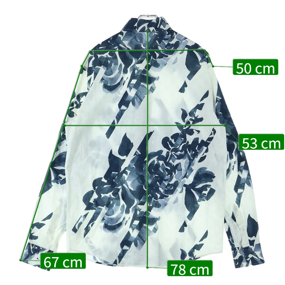 LOUIS VUITTON(ルイヴィトン) 24SS モノグラムフラワープリント 総柄 コットンポプリンシャツ ホワイト/ブルー RM241M FVO HQS13W