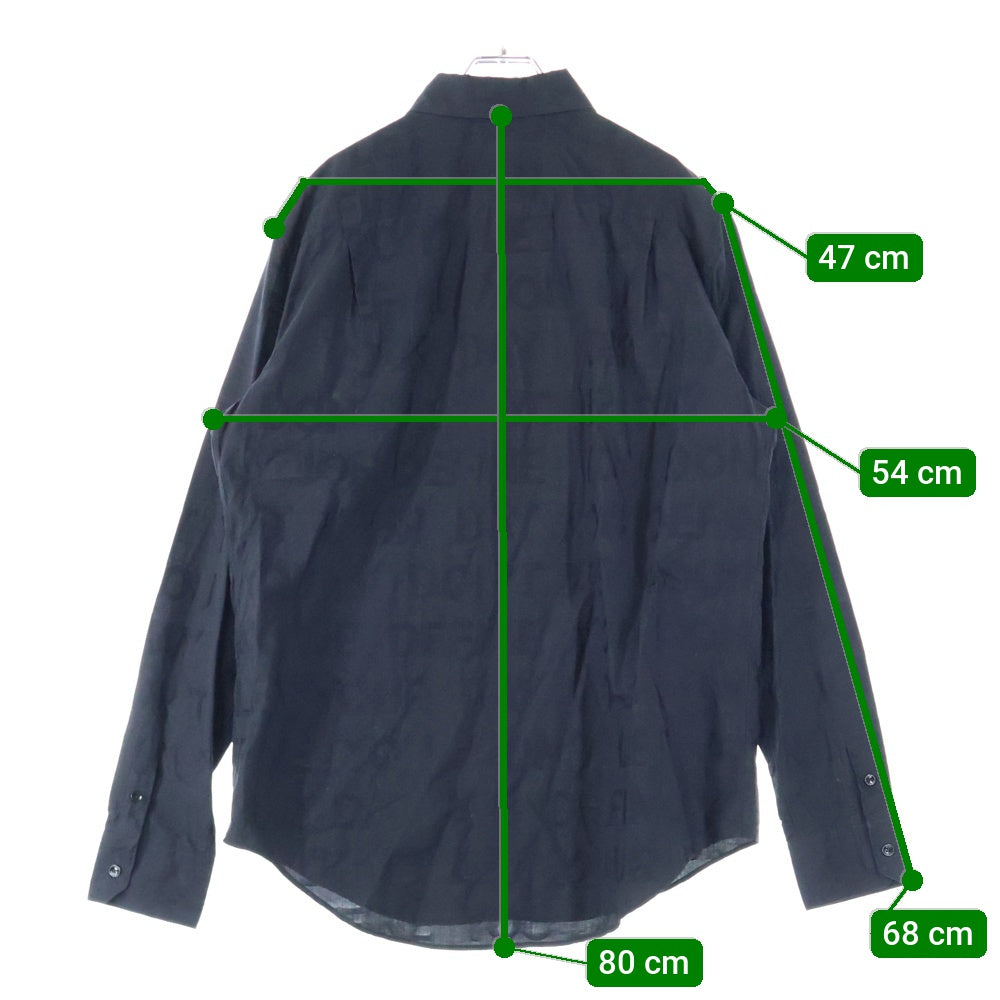 LOUIS VUITTON(ルイヴィトン) 21SS 総柄 英字プリント レギュラーカラーシャツ ブラック RM212M ET5 HLS17W