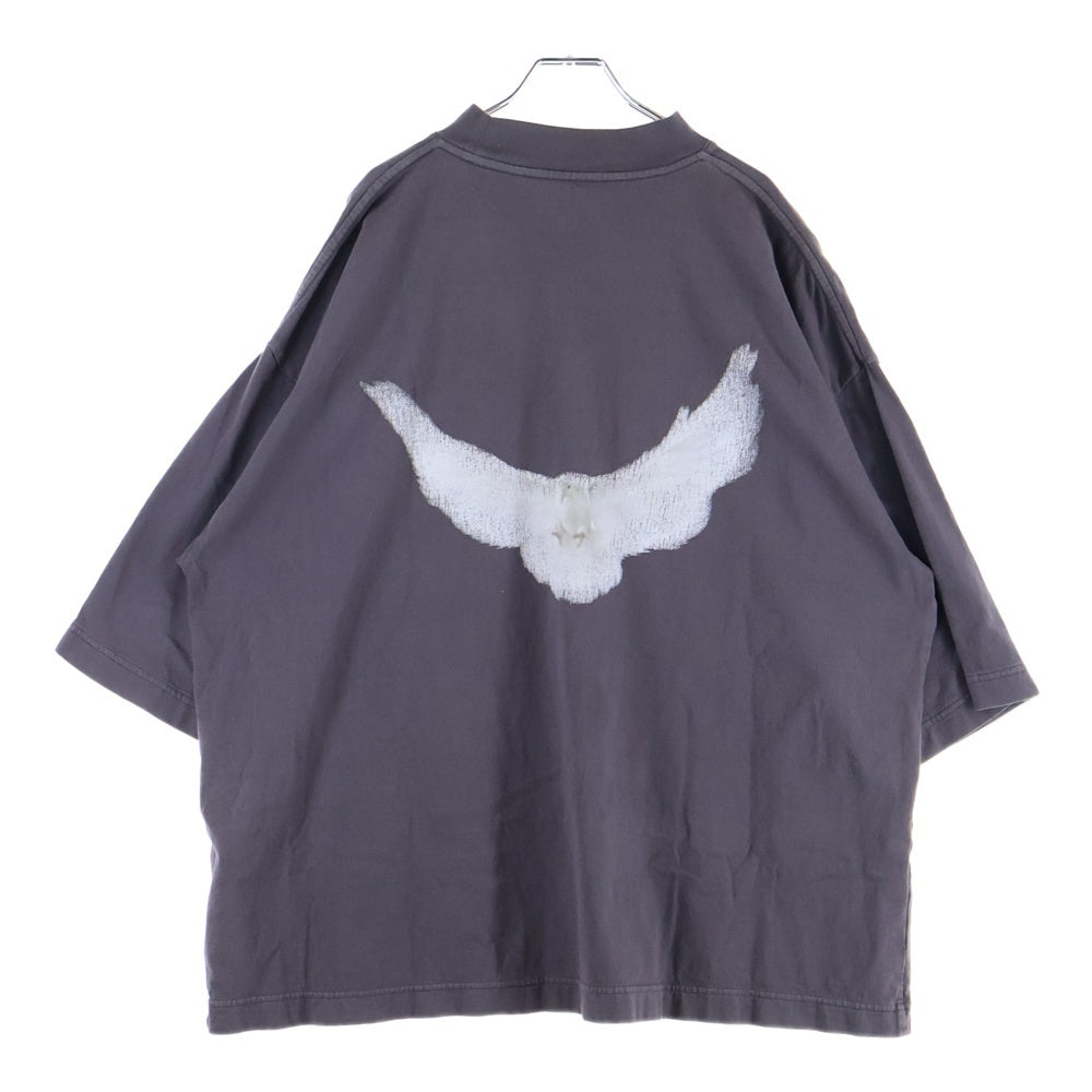 Yeezy Gap Engineered by Balenciaga(イージー ギャップ エンジニアードバイ バレンシアガ) DOVE 3/4 SLEEVE TEE ドーヴ ロゴプリント 半袖Tシャツカットソー チャコールグレー 471286